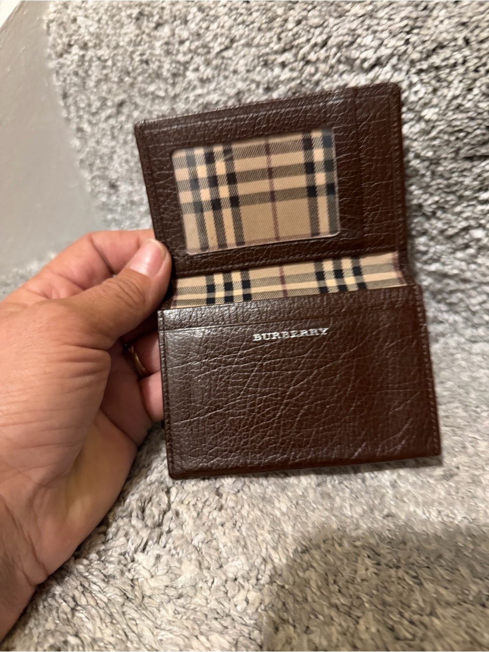 vintage Burberry Brown Leather Card Case / Business Card Holder